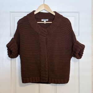 Max Mara 100% Virgin Wool Giacca Maglia Knit Jacket Cardigan Brown XL